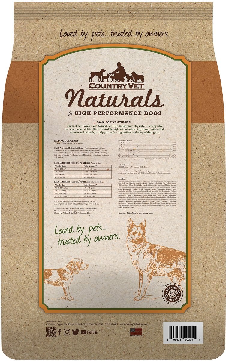 Country Vet Naturals 30/20 Active Athlete Dog Food