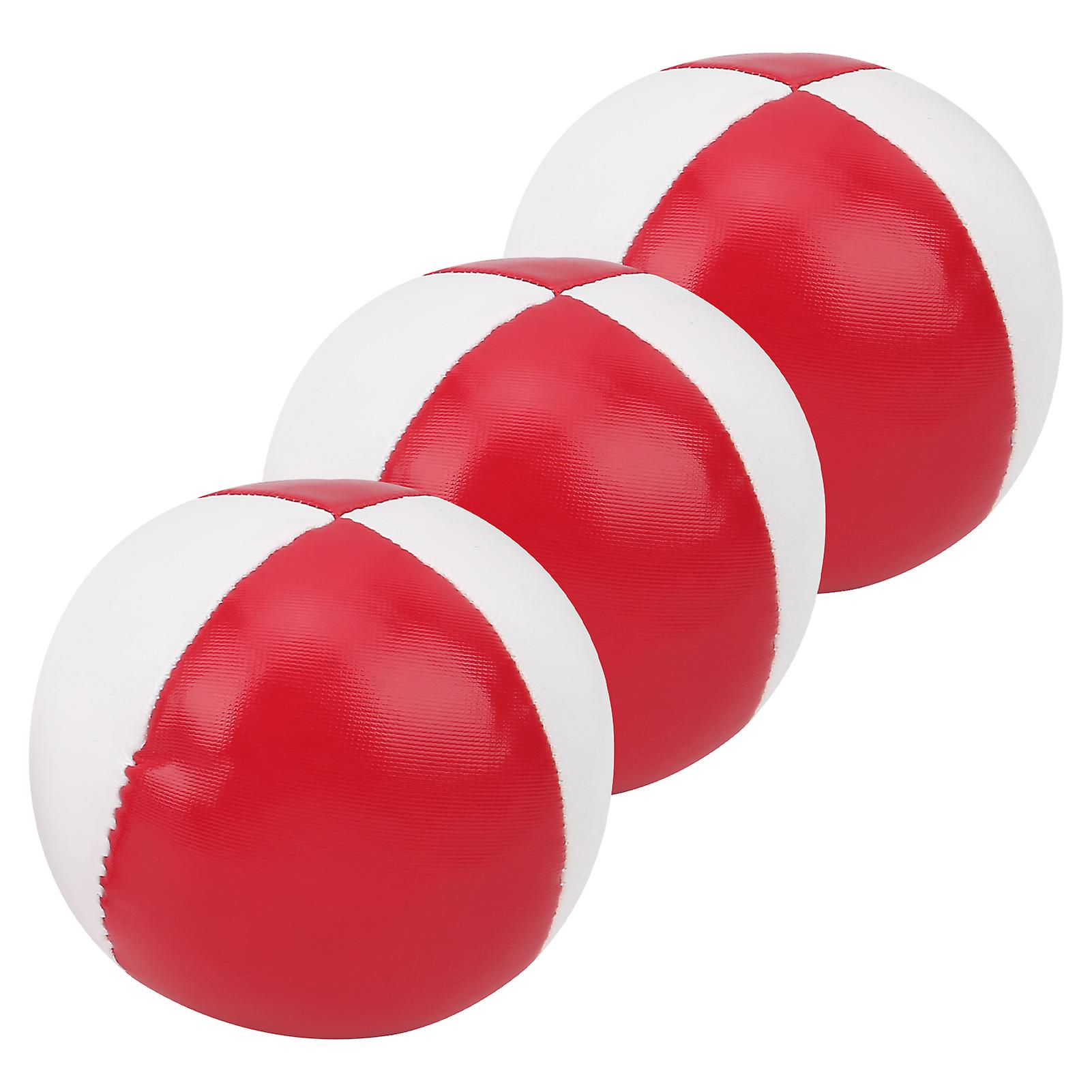 3pcs Pu Leather Juggling Balls Indoor Leisure Portable Performance Practice Ballsred White