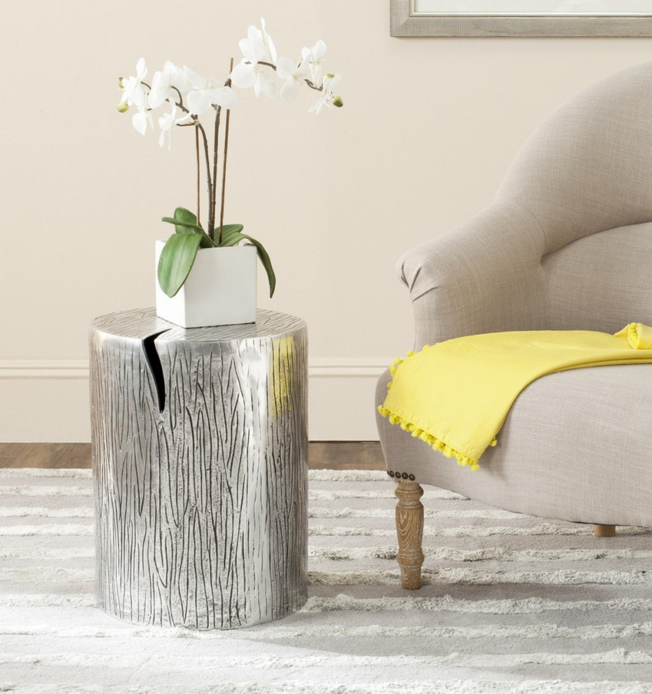 Rodger Metal Table Stool Silver   Modern   Side Tables And End Tables   by Virgil Stanis Design  Houzz