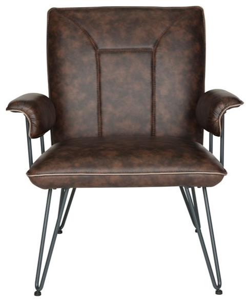 Angie 17.3 quotH Mid Century Modern Leather Arm Chair Brown/Black   Midcentury   Armchairs And Accent Chairs   by V.S.D Furniture  Houzz