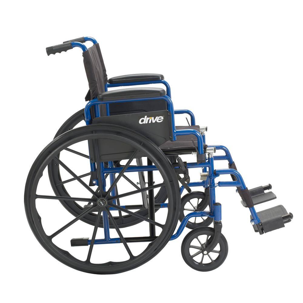 Drive Medical Blue Streak Wheelchair with Flip Back Desk Arms 18 in. Seat and Swing Away Footrest bls18fbd-sf