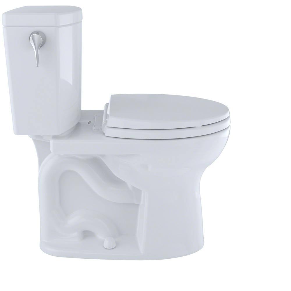 TOTO Drake II 2-Piece 1 GPF Single Flush Elongated ADA Comfort Height Toilet in Cotton White SoftClose Seat Included MS453124CUFG#01