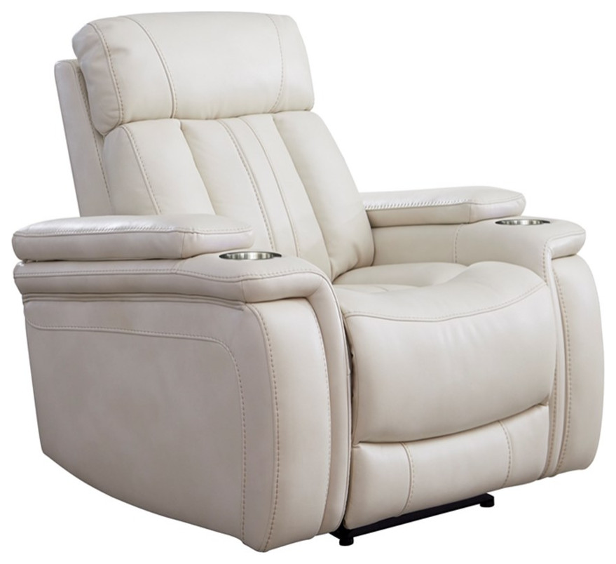 Bowery Hill Leather Fabric Power Recliner in Fantom Brown Finish   Contemporary   Recliner Chairs   by Homesquare  Houzz