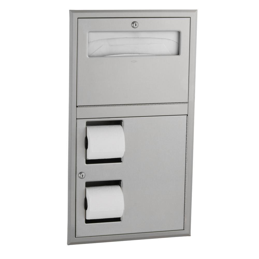 BOBRICK ClassicSeries Recessed Seat-Cover Dispenser and Toilet Paper Dispenser in Stainless Steel B-34745