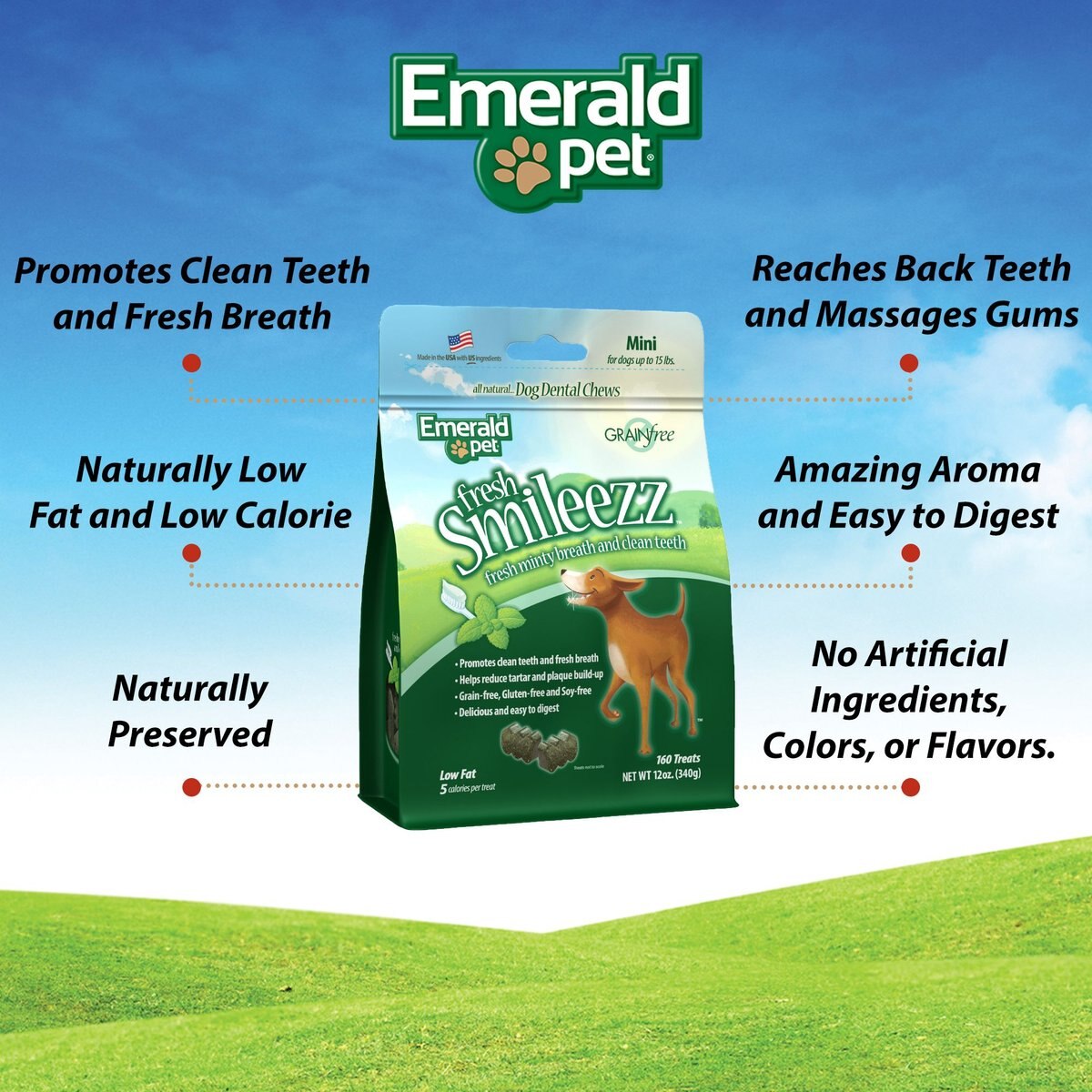 Emerald Pet Fresh Smileezz Mini Grain-Free Dental Dog Treats