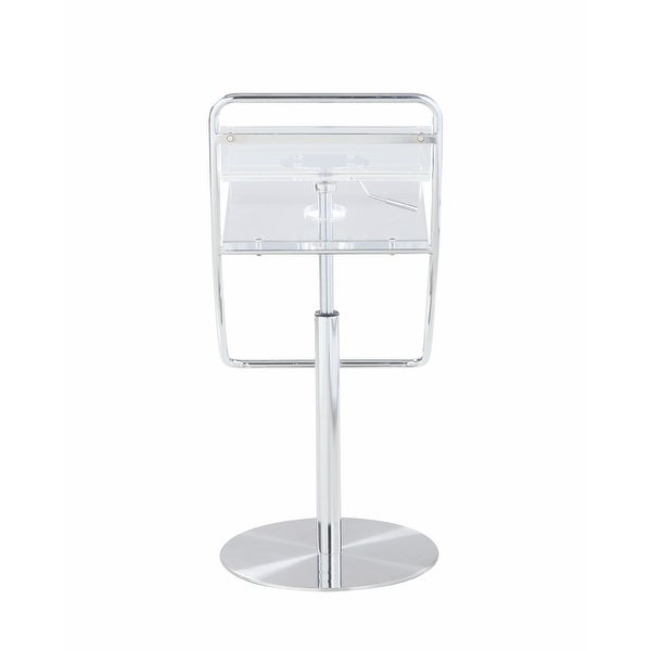 Somette Clear Acrylic Adjustable Height Stool with Polished Stainless Steel Finish