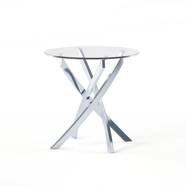 Furniture of America Dess Modern Chrome X-cross Round Side Table