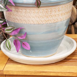 Sunnydaze 2 Sunnydaze 9 in. Pearl Ceramic Planter Saucers AP-014