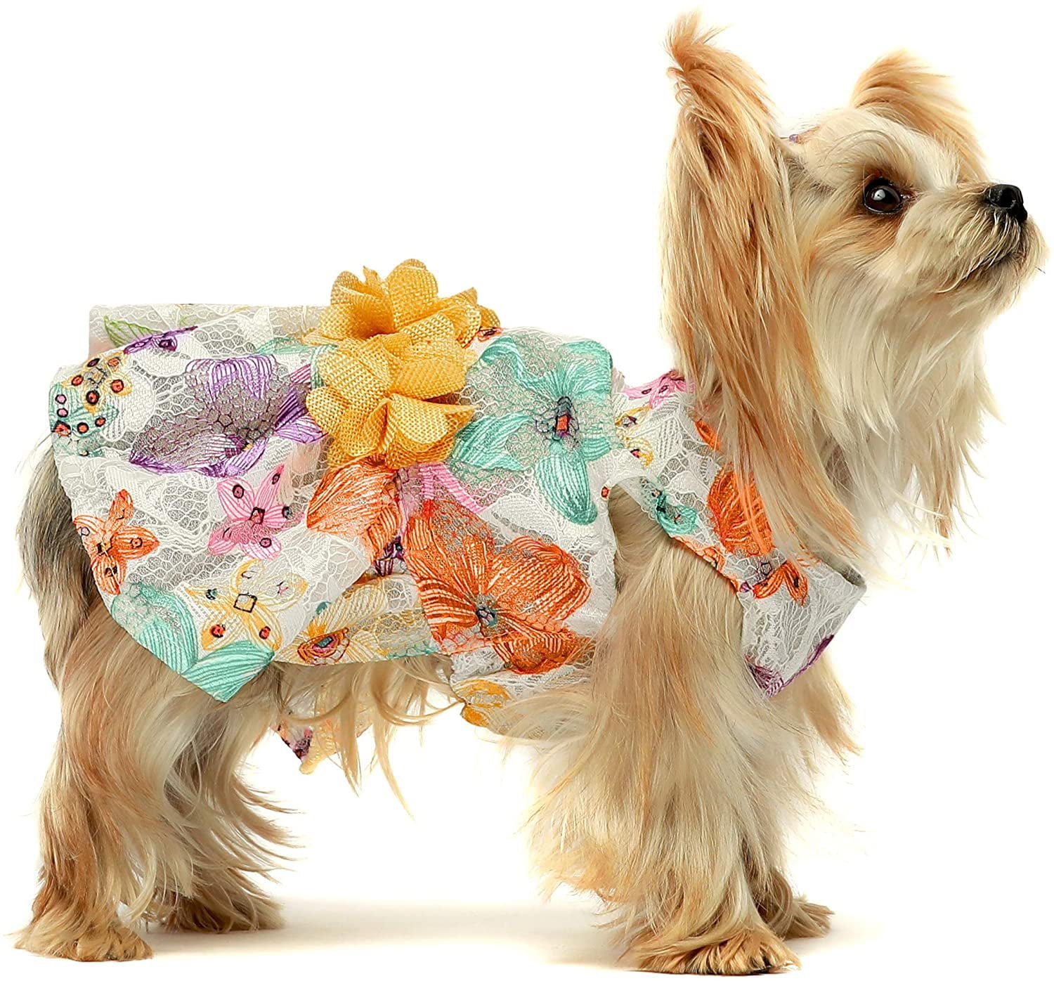 Fitwarm Flower Dog Dress for Pet Clothes Birthday Party Doggie Sundress Puppy Lace Clothes M