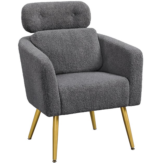 Yaheetech Boucle Barrel Accent Chair With Adjustable Headrest