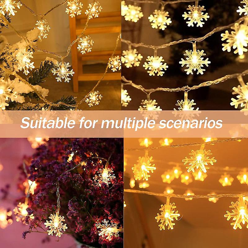 19.6 ft Christmas Lights 40pcs LED Snowflake Lights