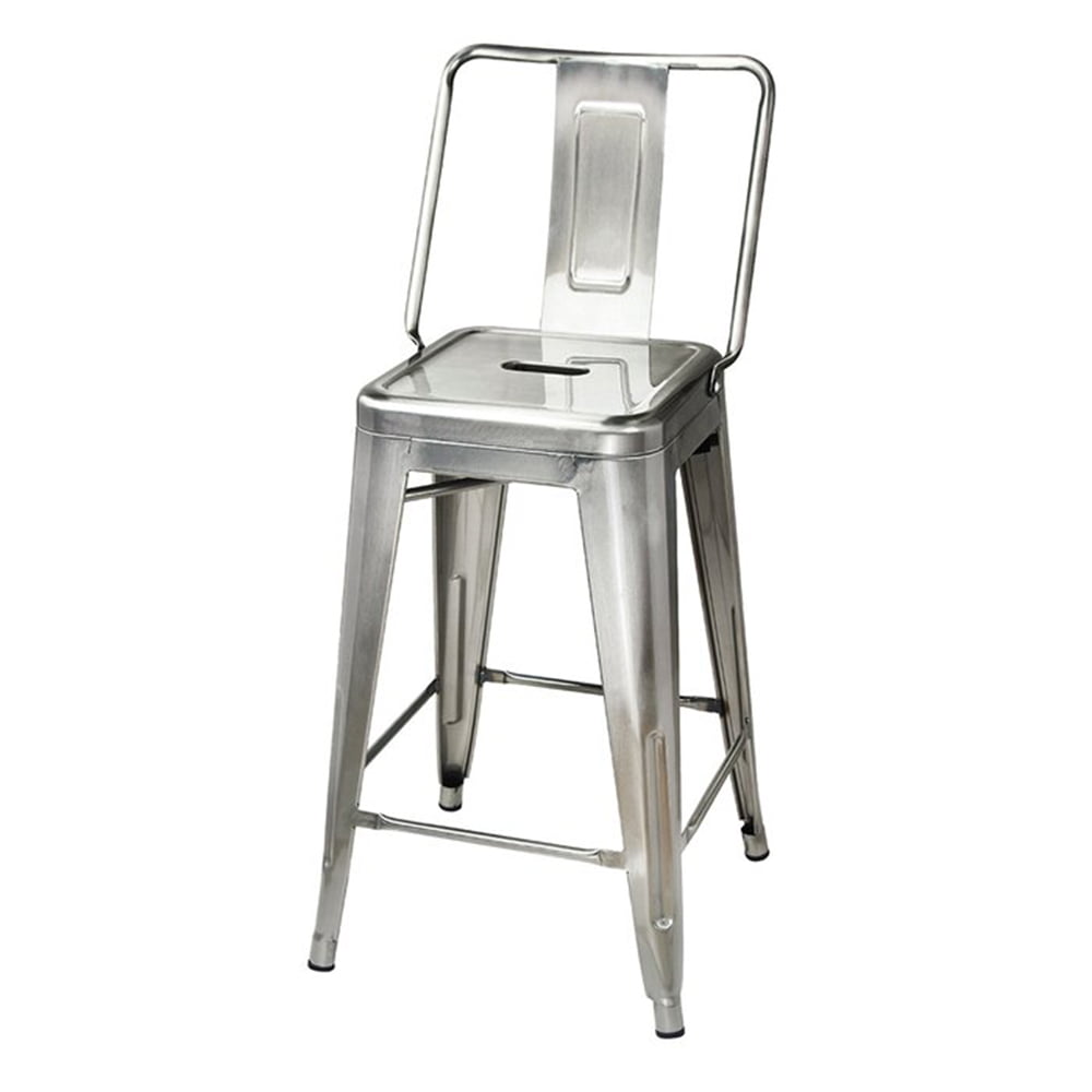 GIA Design Group 24 Inch Counter Height Middle Back Metal Stool， Gunmetal