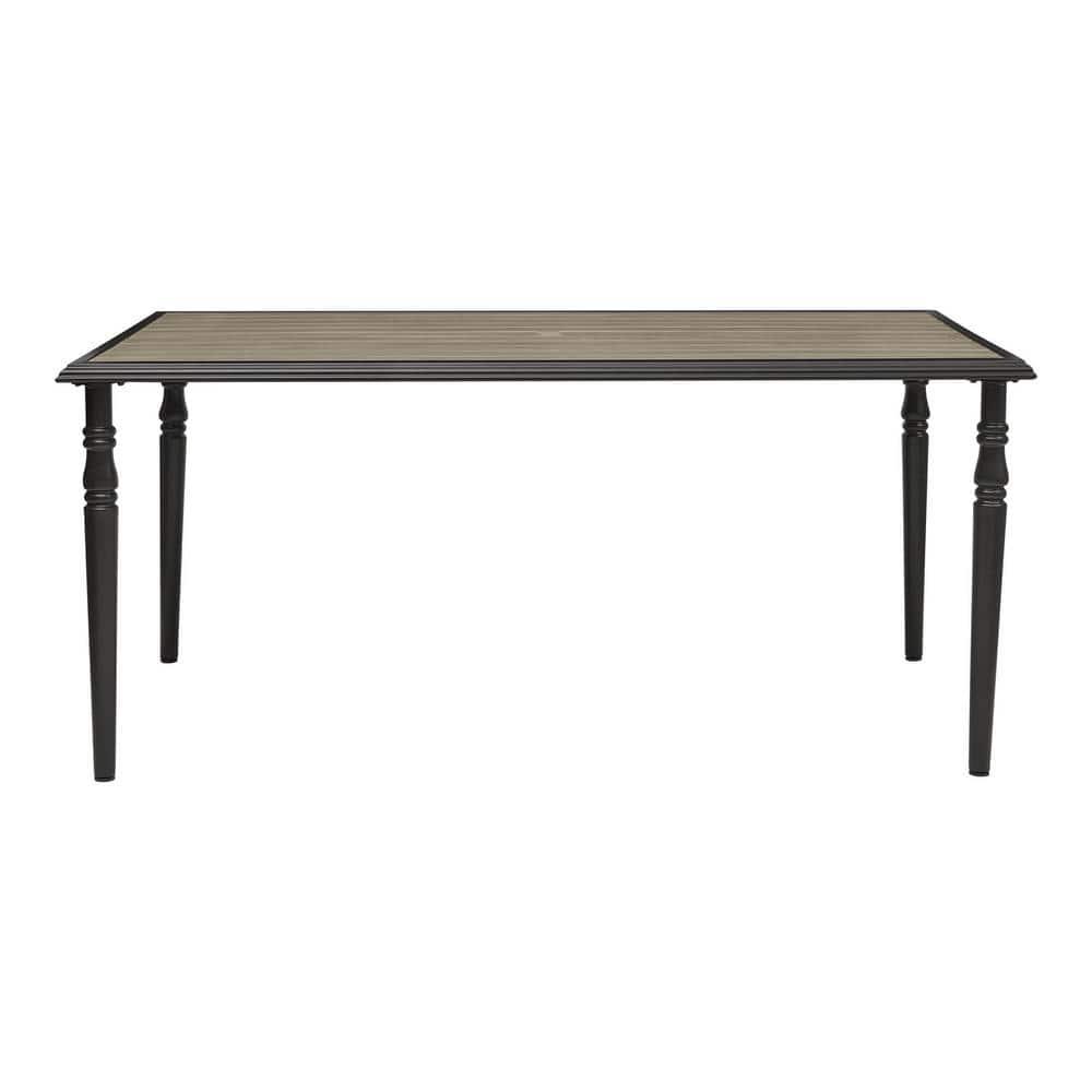 Hampton Bay Glenridge Falls Metal Outdoor Dining Table with Wood Finish Slat Top