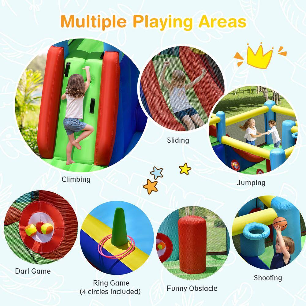 Gymax 8-in-1 Kids Inflatable Bounce House Bouncy Castle Indoor Outdoor Without Blower GYM09776