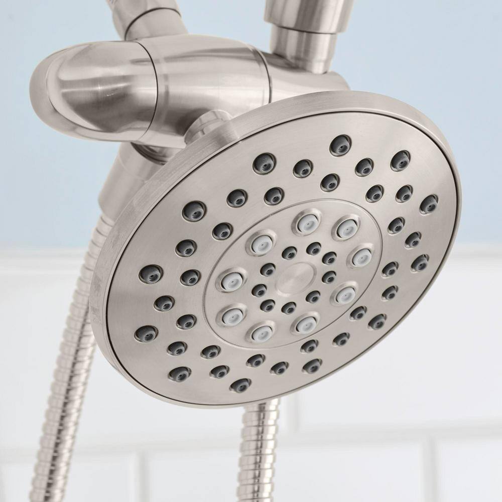 Glacier Bay 6-spray 5.51 in. Dual Shower Head and Handheld Shower Head in Brushed Nickel HD58302-0504