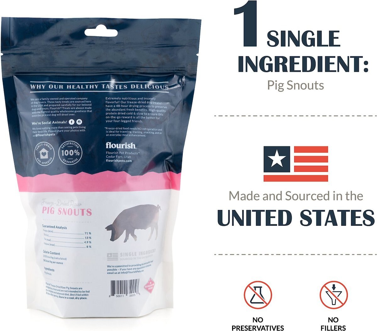 Flourish Pig Snouts Freeze-Dried Dog Treats