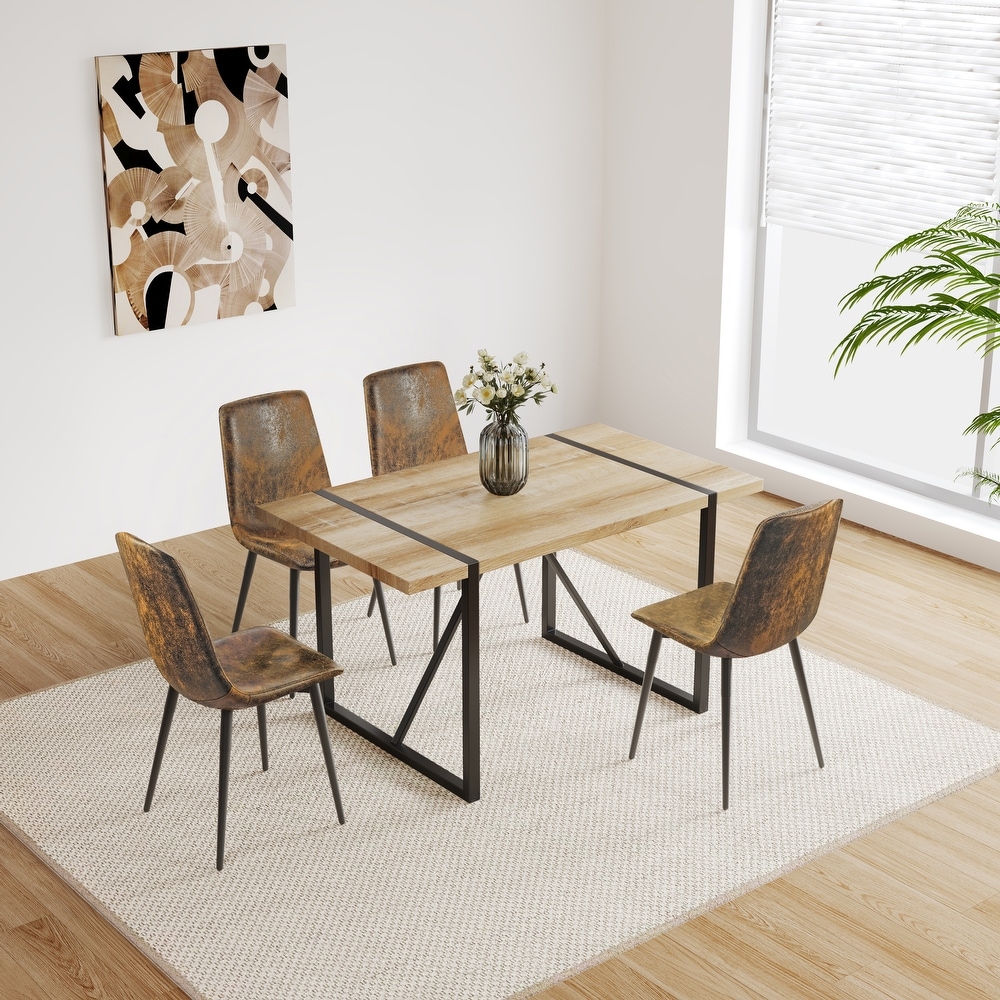 Rectangular Wood Dining Table For 4 6 Person