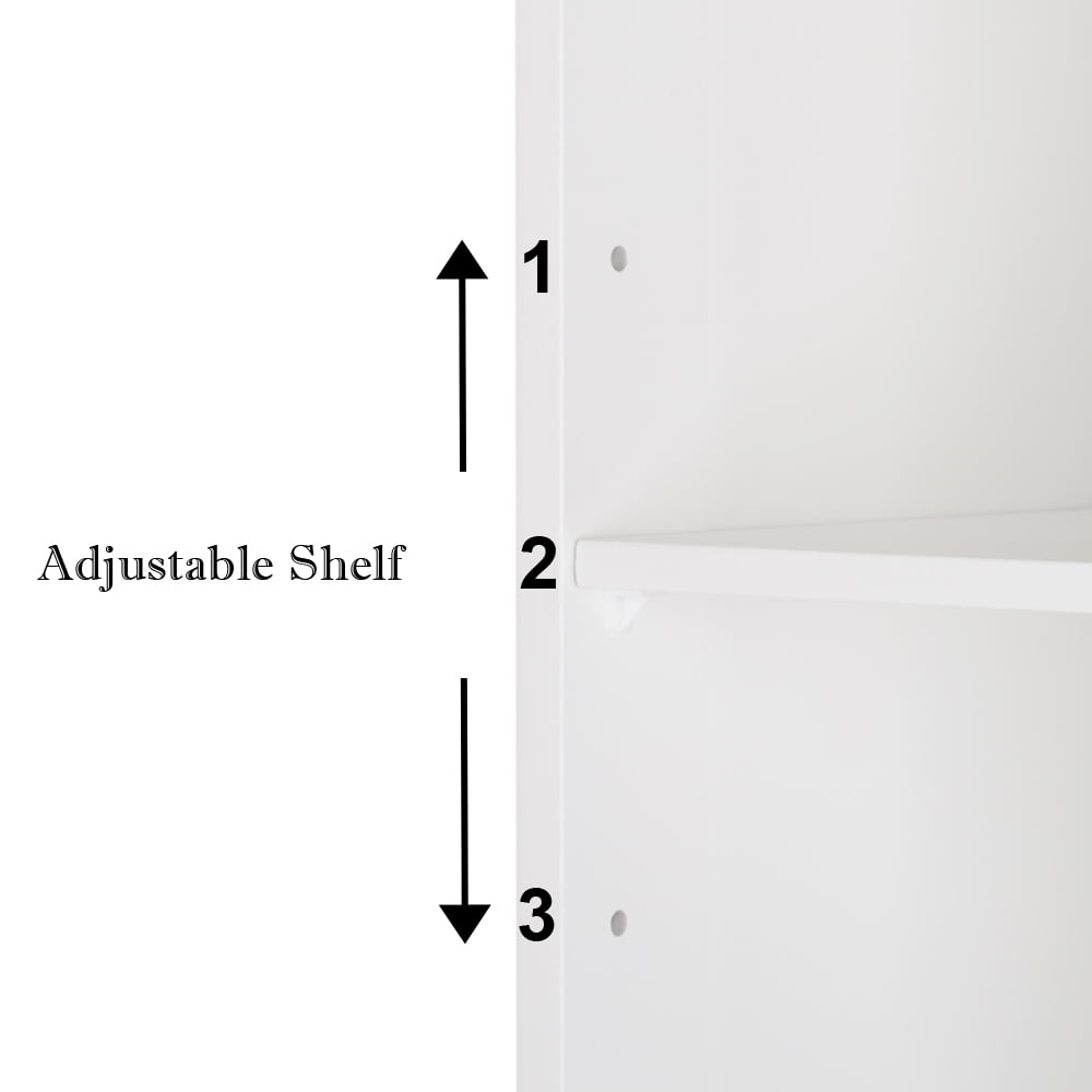 VINGLI 67" Tall Narrow Cabinet Free Standing Bathroom Storage Tower Cabinet White Slim Pantry Cabinet with 3 Open Shelves and 1 Door Adjustable Shelf Corner Linen Organizer