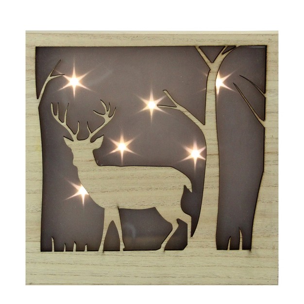 Led Lighted Male Deer With Antlers Stars Lighted Christmas Wooden Box