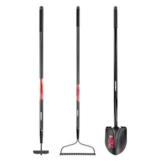 Husky 3-Piece Fiberglass Essential Lawn and Garden Tool Set with Grip 78115-949