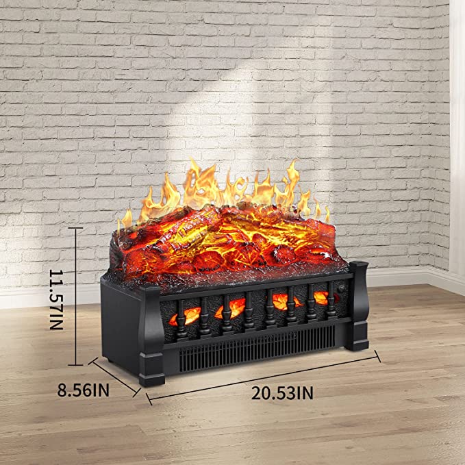 R.W.FLAME Electric Fireplace, Electric Fireplace Log Set Heater with Remote Control, Realistic Flame&Ember Bed, Portable, Infrared, Overheating Safety System, 750W/1500W