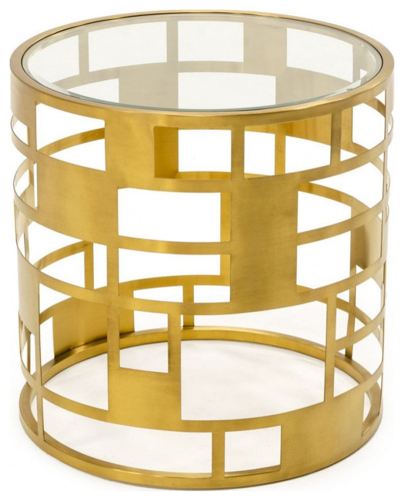 Philana Glam Clear Glass and Gold Glass End Table   Contemporary   Side Tables And End Tables   by Rustic Home Furniture Deco  Houzz