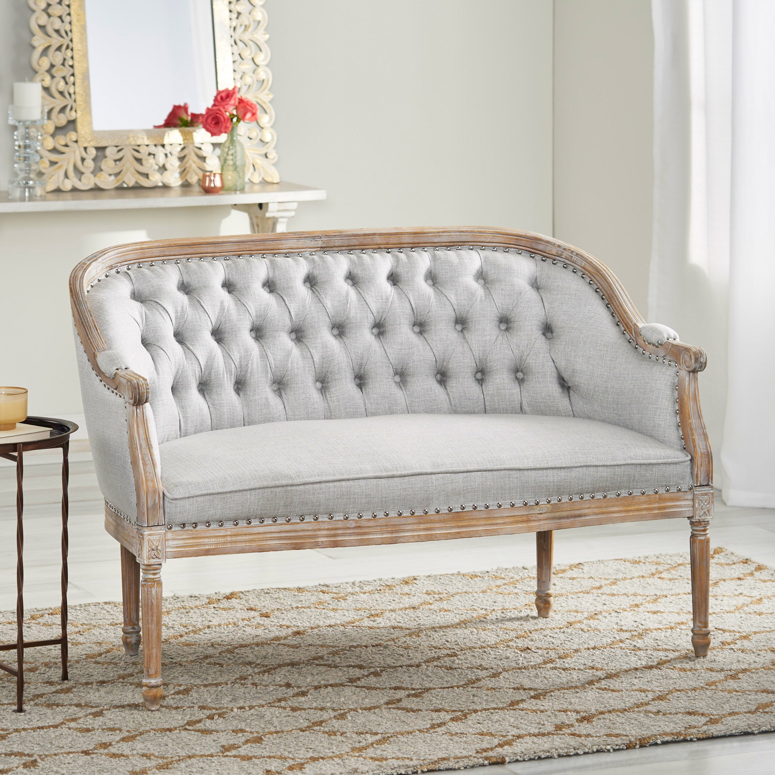 Megan Traditional Tufted Upholstered Loveseat