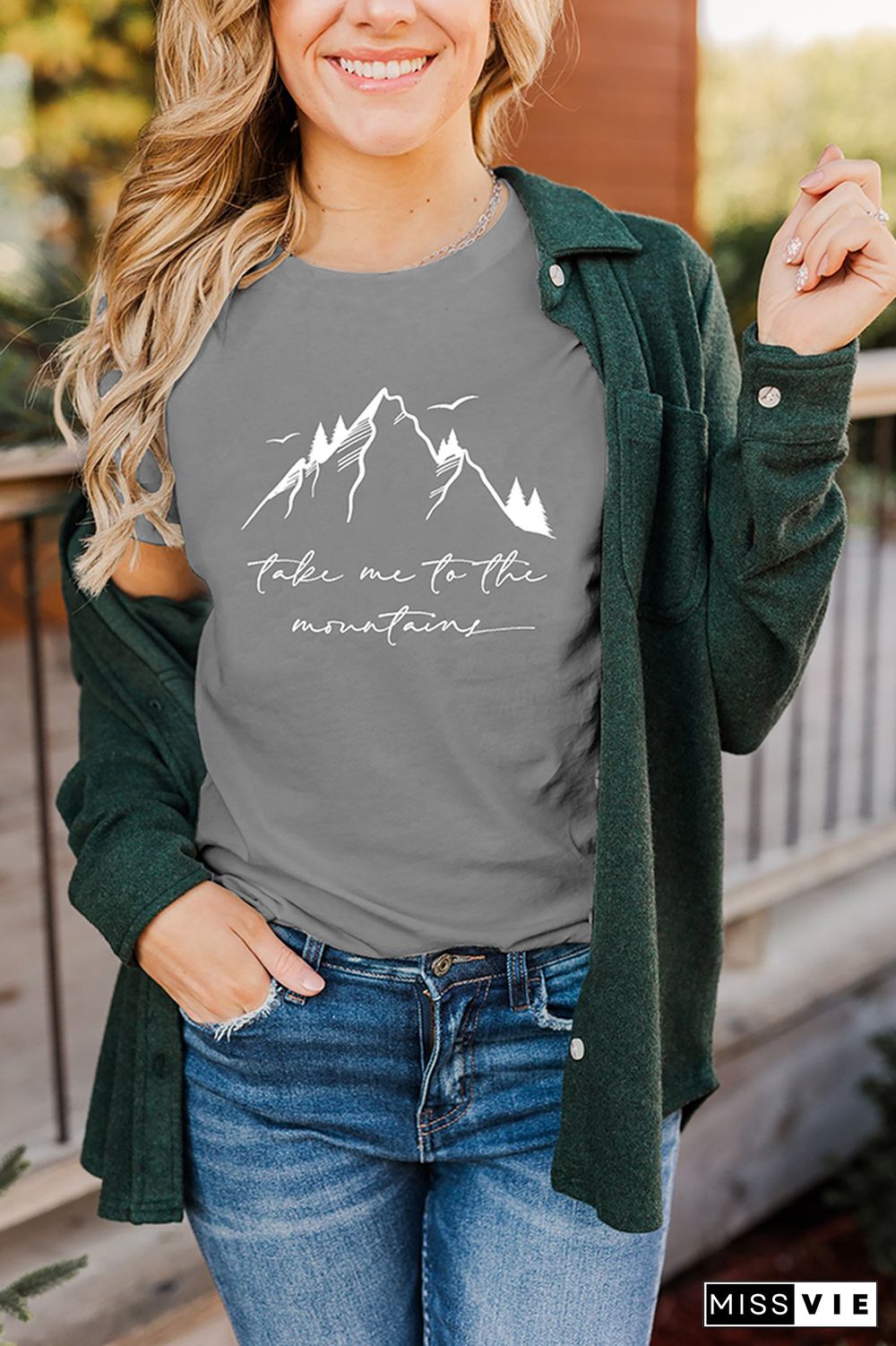 Take Me to the Moutains Graphic Tee Short Sleeve T-shirt Wholesale