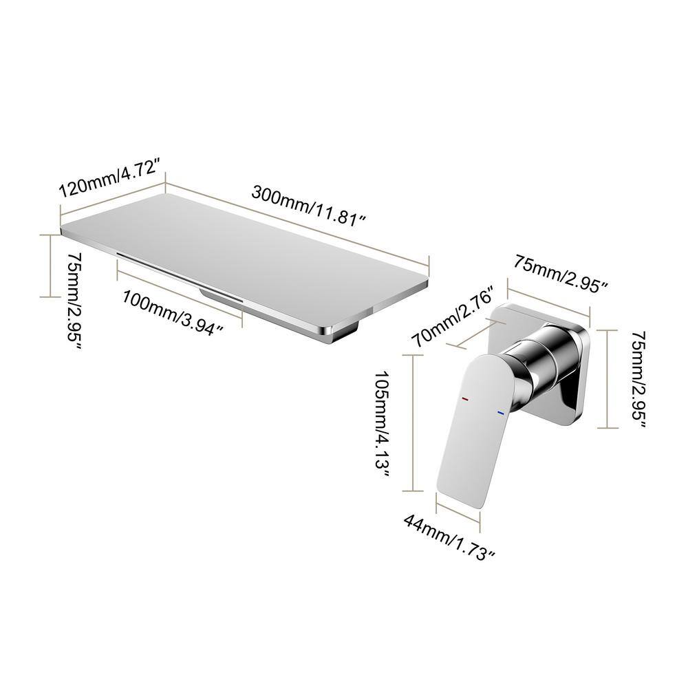 matrix decor Single Handle Widespread Wall Mounted Bathroom Faucet with Shelf Function in Brushed Nickel MD-AL127888NC