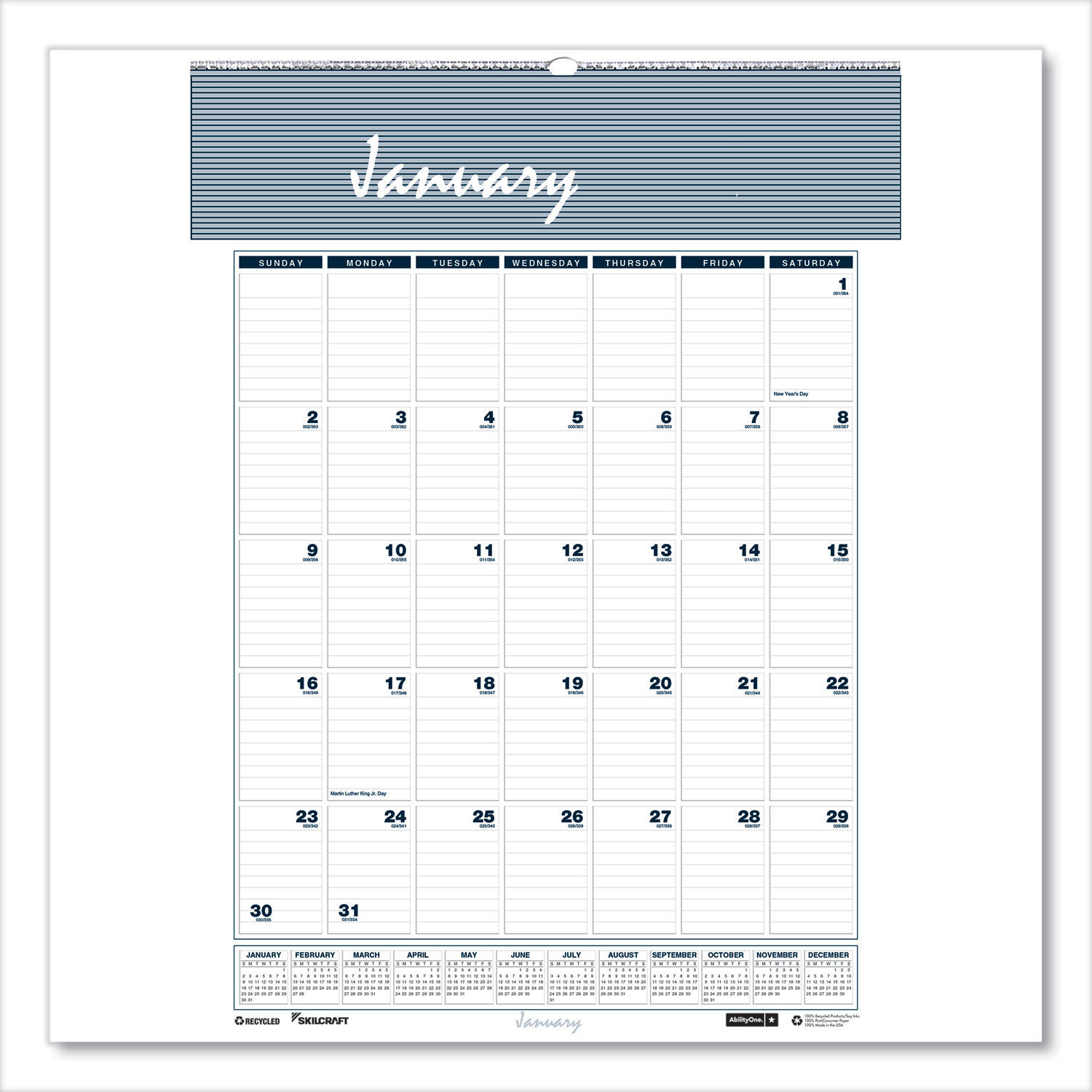 SKILCRAFT 12-Month Wall Calendar by AbilityOneandreg; NSN6007588