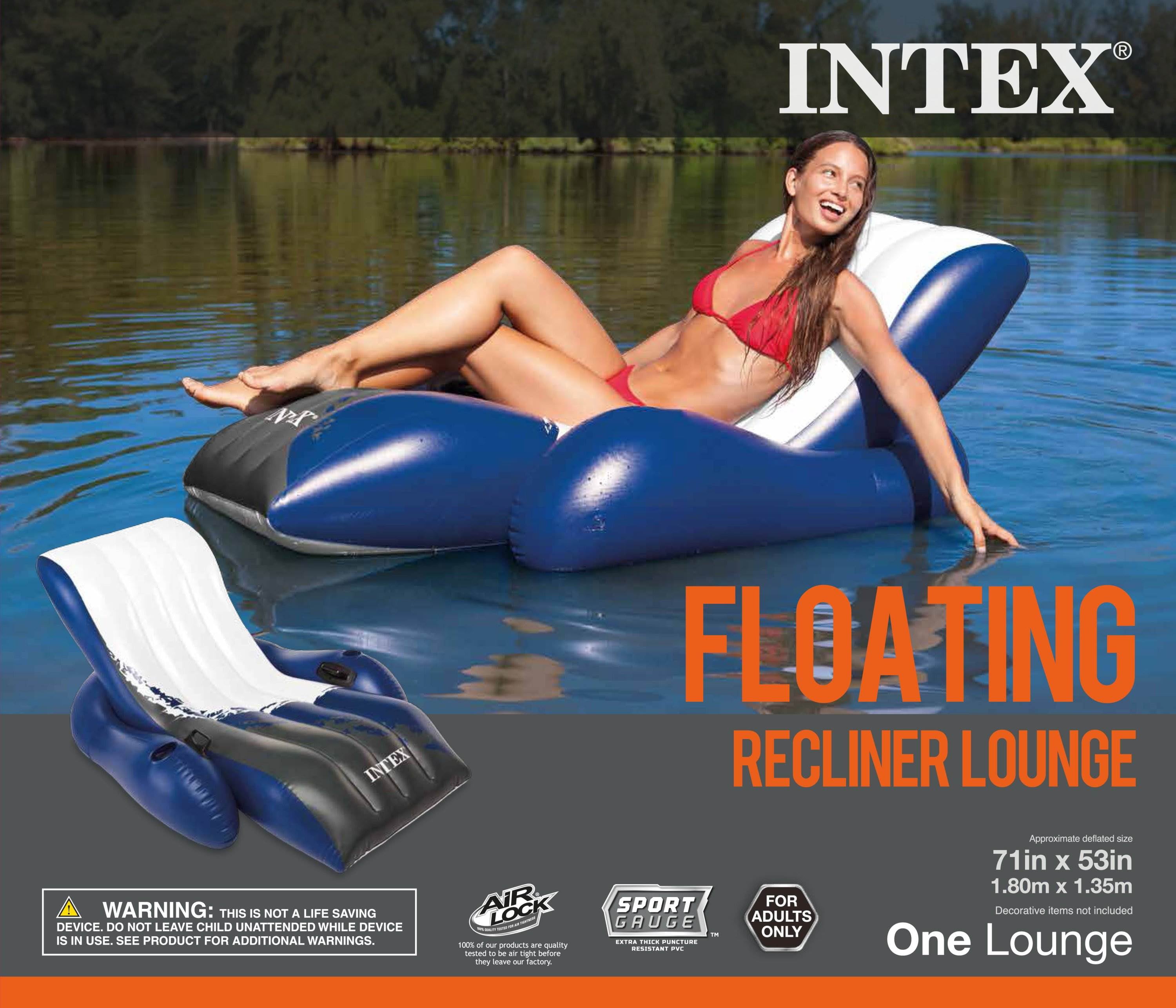 Intex Floating Lounge Pool Recliner Lounger with Cup Holders | 58868EP