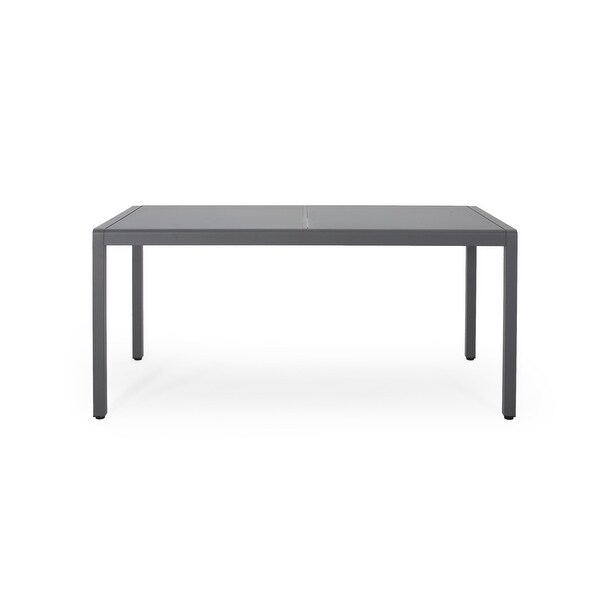 Cape Coral Outdoor Aluminum Dining Table with Tempered Glass Table Top by Christopher Knight Home