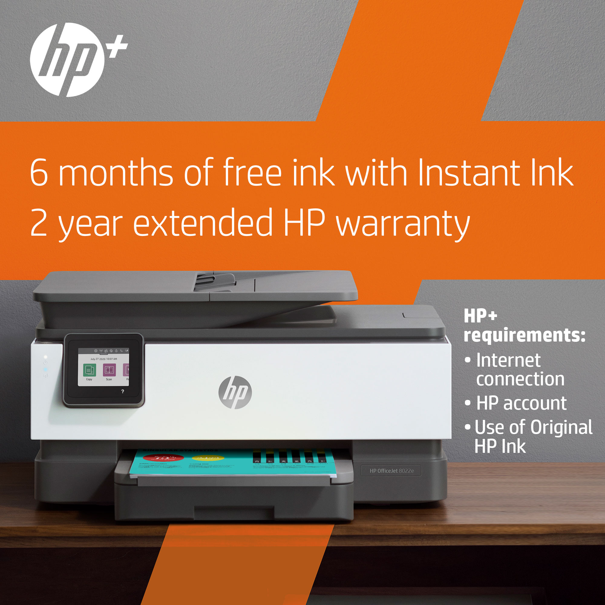 HP OfficeJet 8022e All-in-One Wireless Color Inkjet Printer - 6 Months Free Instant Ink with HP+