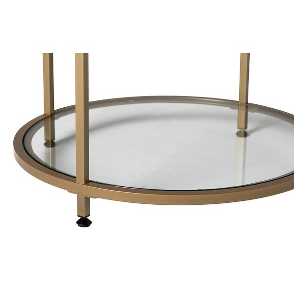 Carbon Loft Heimlich Round Glass Side Table with Metal Frame