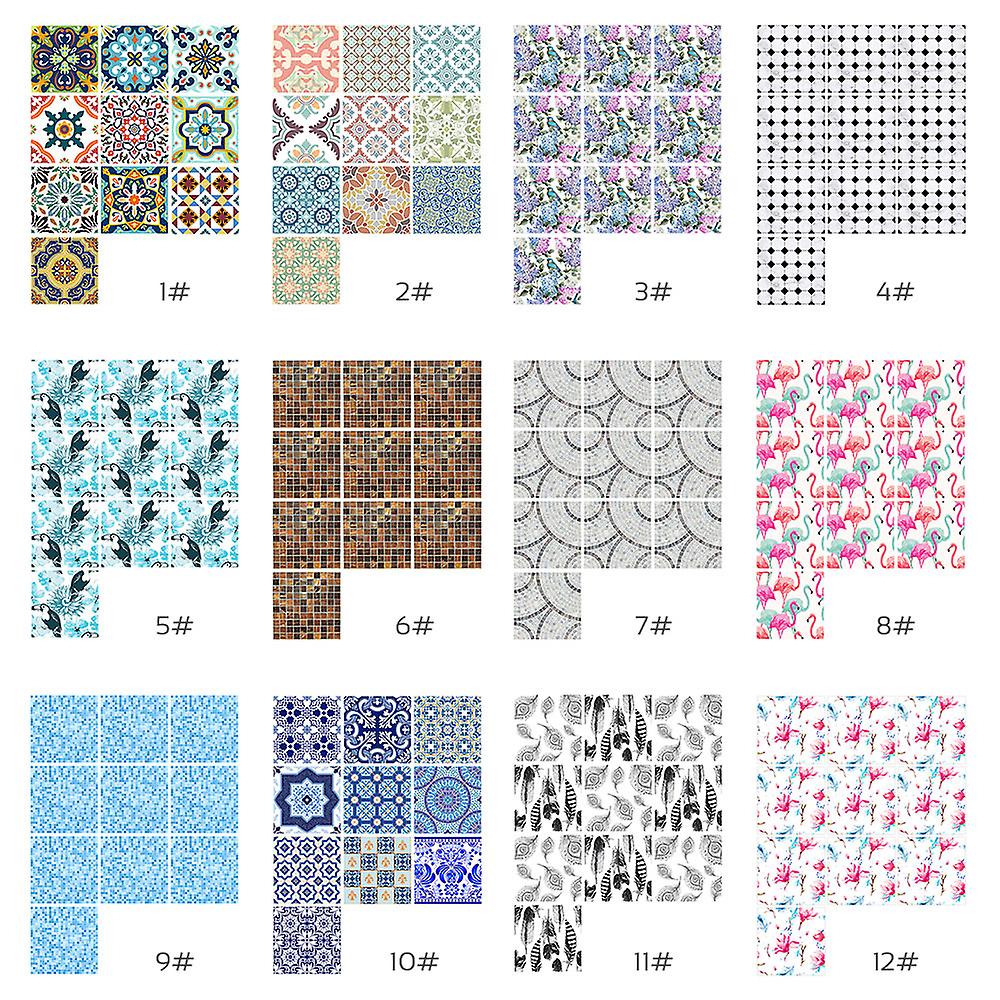 10 Pcs/set Self Adhesive Tile Stickers Art Decals Removable Wall Sticker Kitchen Backsplash Bathroom Home Tidy Protection  35