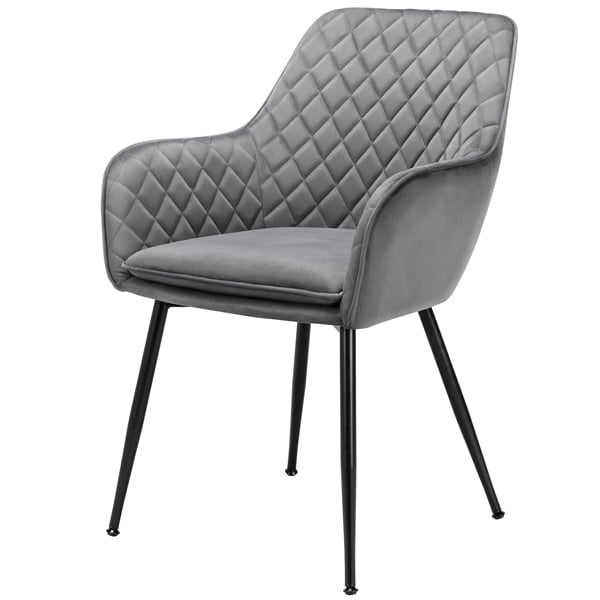 SMILE MART Modern Upholstered Fabric Dining Chair Midback， Set of 2， Gray