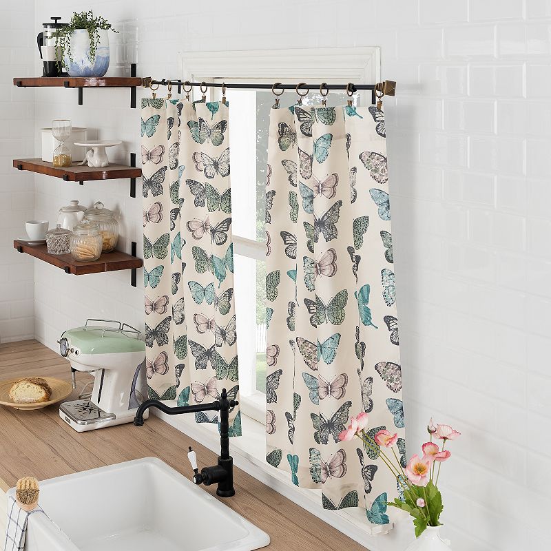 No. 918 Magdalena Crushed Voile Sheer Rod Pocket Kitchen Two-Tier Set of 2 Window Curtain Panels