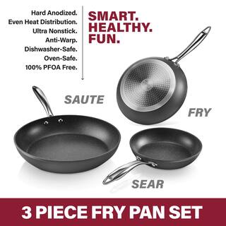 GRANITESTONE Professional 3-Piece Aluminum Ultra-Nonstick Hard Anodized Diamond Infused Fry Pan Set (8 in. 10 in. 12 in.) 7197