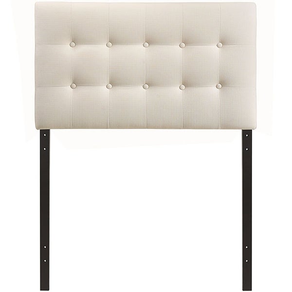 Hixson Stylish Ivory Fabric Upholstered Twin Size Headboard - - 22881219