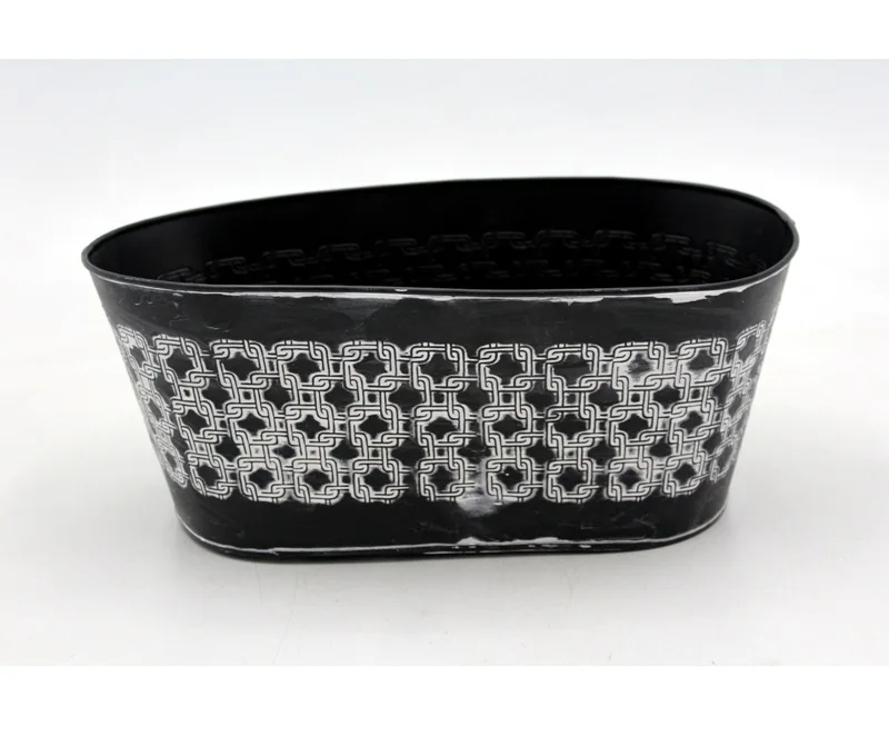 Classic Design Iron Planter F398 Black W/White Antique Custom Size Plant Pot For Garden   Outdoor Decoration Customized