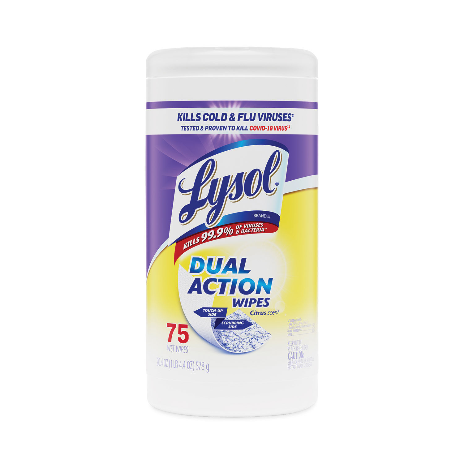 Dual Action Disinfecting Wipes by LYSOLandreg; Brand RAC81700CT