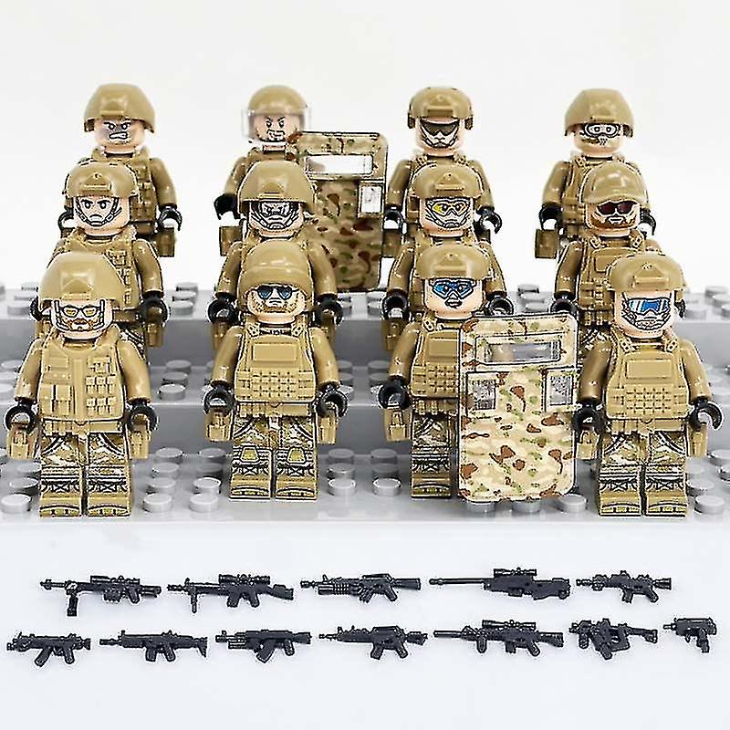 12pcs Figures Set， Forces Figures， Mini Soldiers Base Toys With