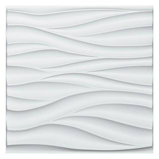 Art3dwallpanels 19.7 in. x 19.7 in. White PVC 3D Wall Panels Wave Wall Design (12-Pack) T100h46