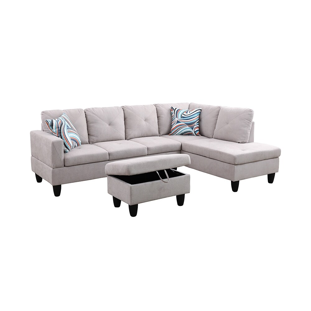 Hellen Right Facing Sectional Sofa with Ottoman