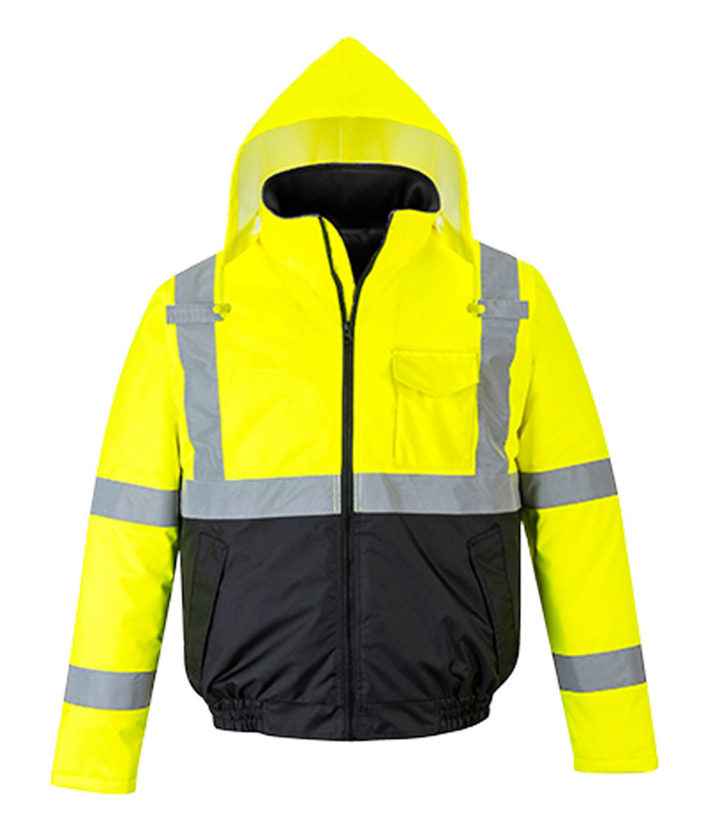 Class 3 Hi-Vis Two-Tone Bomber Jacket Yellow/Black - 4XL