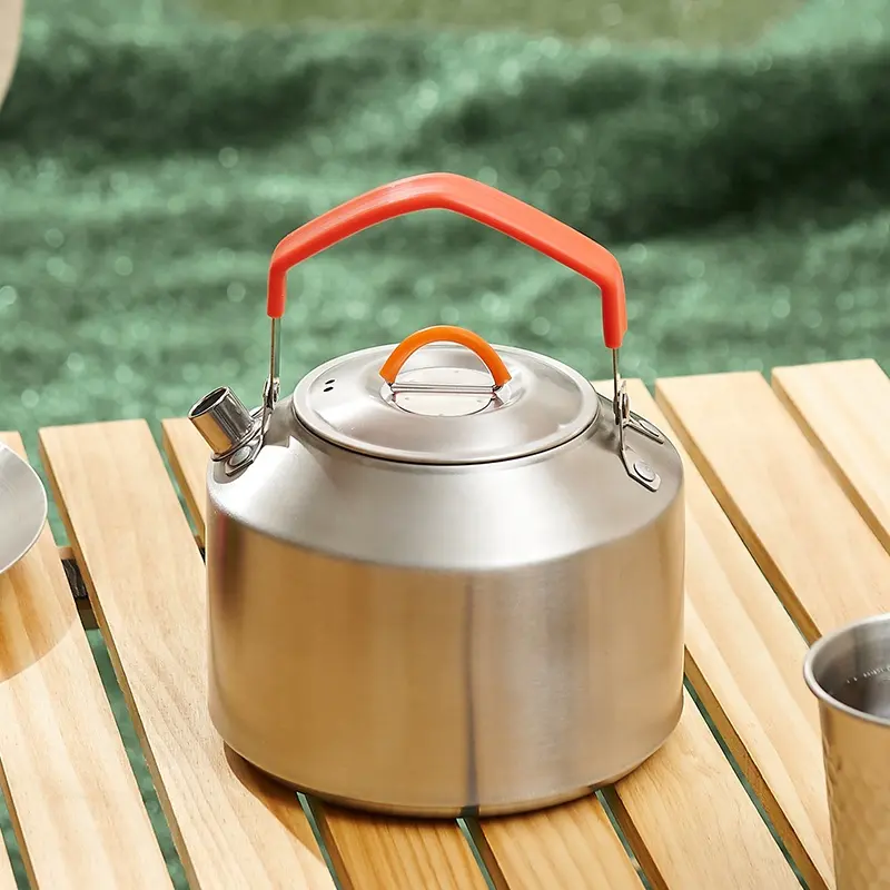 Camping Hiking s 1.5L Kettle Stainless Steel Portable Red Handle Coffee Tea Cooking Pot Bushcraft  Camping Accessories