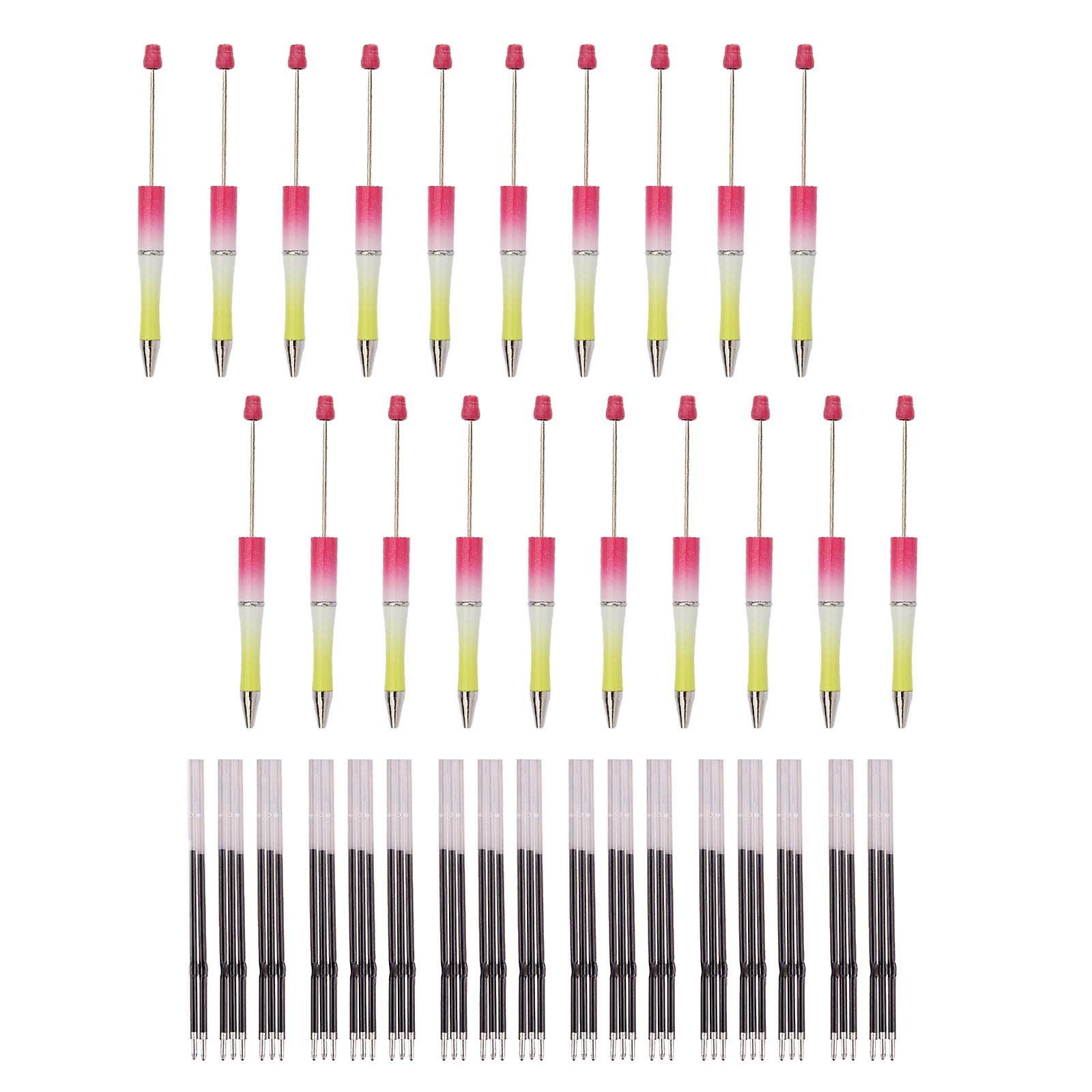 20pcs Beadable Pen 1.0mm Bead Ballpoint Pen For Classroom Drawing Journaling Rose Red Yellow