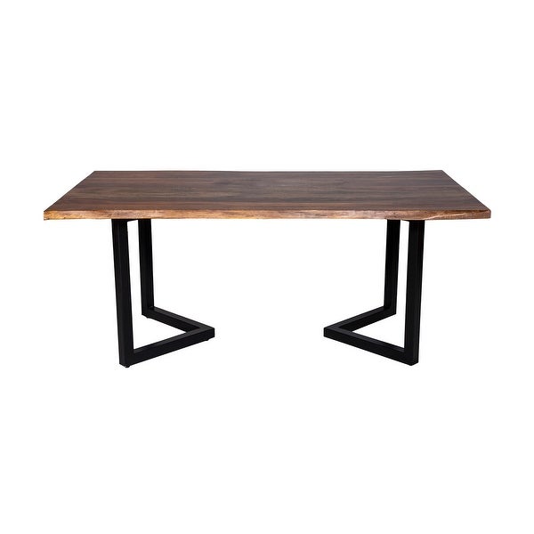 Porter Designs Manzanita Transitional Solid Wood Dining Table w/ V-Base， Brown