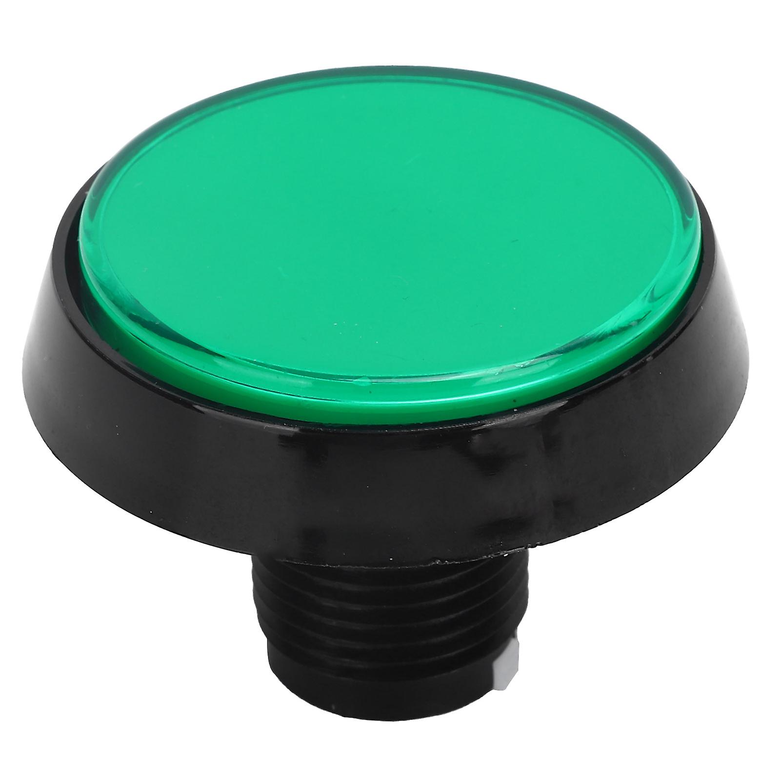 60mm Big Round Flat Button with LED Light 3‑Foot Switch for Crane Machine Game ConsoleGreen