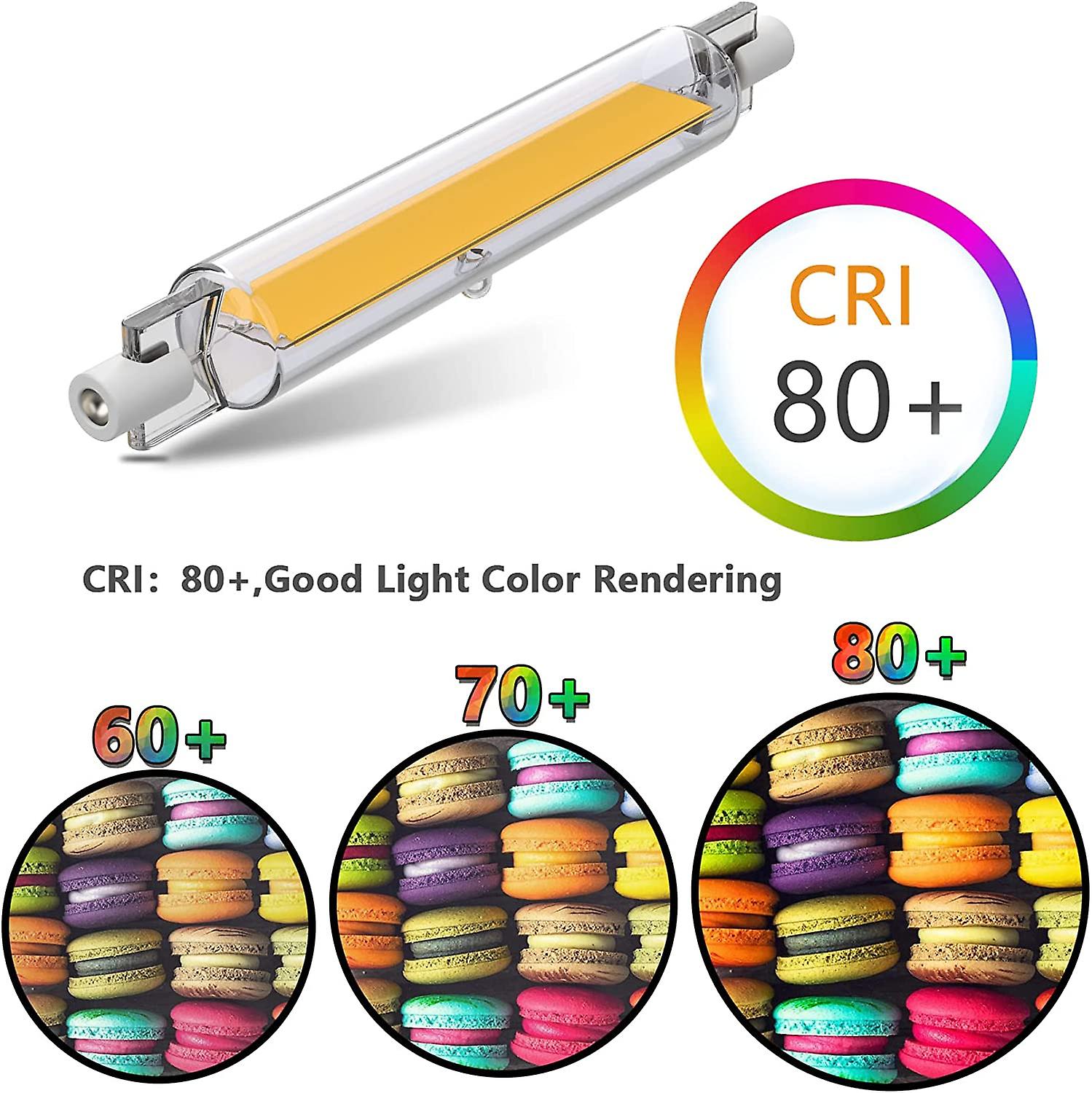 20w R7s Led Bulbs 118mm Dimmable，3000k Warm White， Double Ended 2000lm Cob Bulbs，360 Beam Lighting，ac 220-240v，pack Of 2